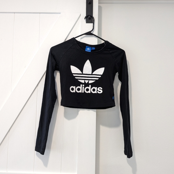adidas Tops - Adidas Cropped Long Sleeves Black Top